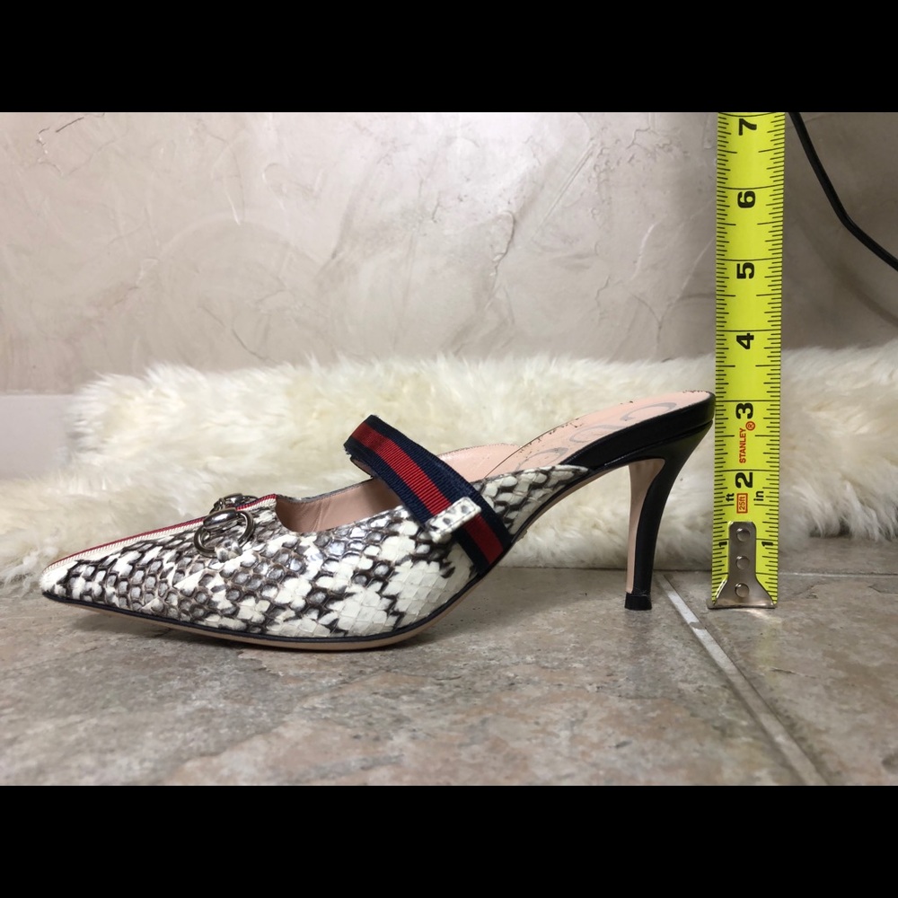 Gucci Horsebit Web Python Leather Mules - image 6